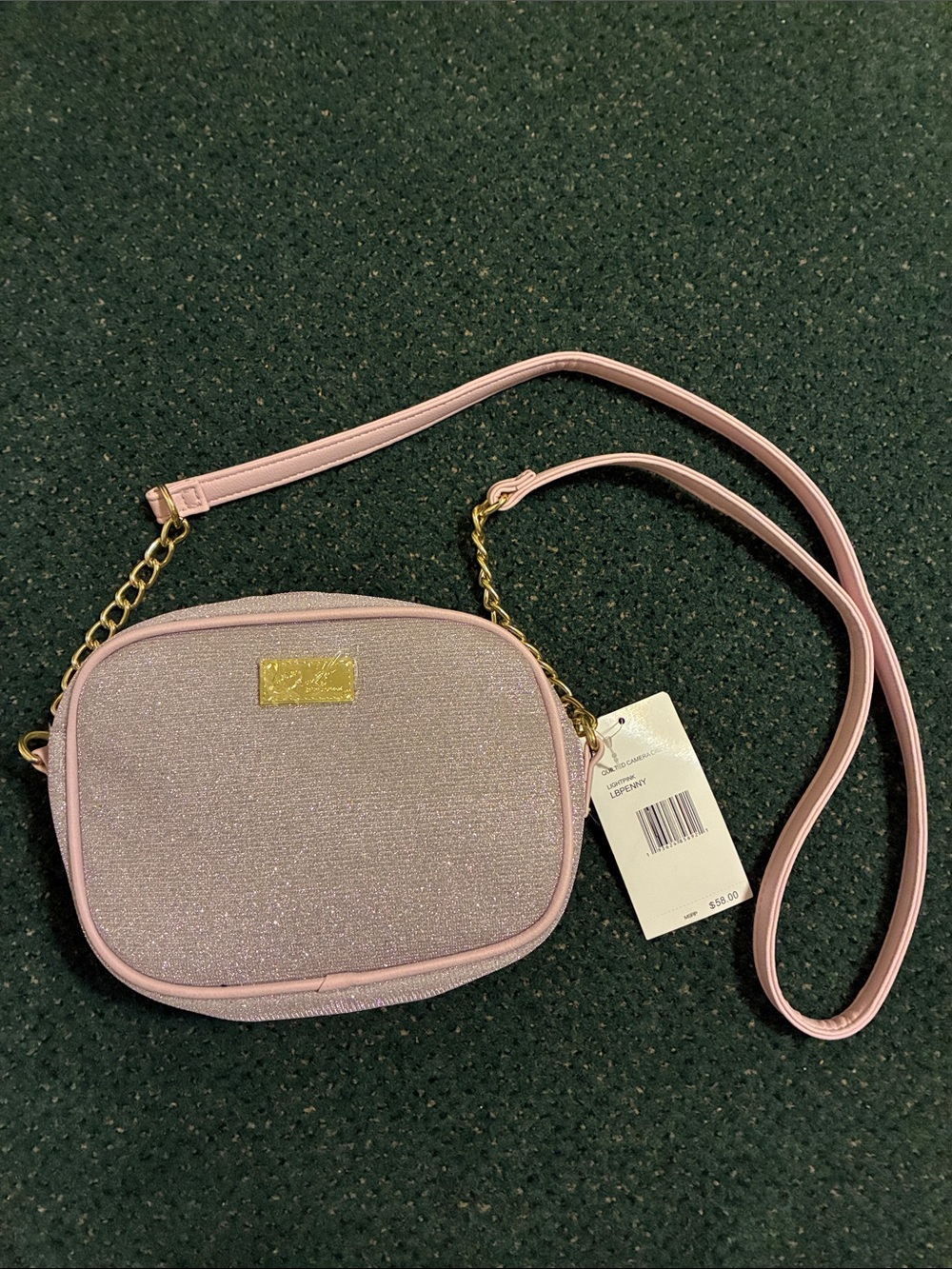 Luv Betsey Betsey Johnson Quilted Sparkle Camera Crossbody NWT
